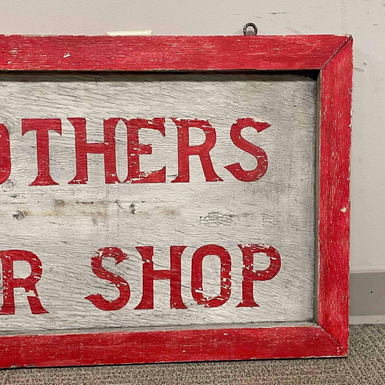 Lot 338 Primitive 3 Brothers Barber Shop Wooden Sign Premier