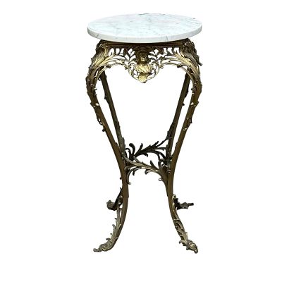 19th C. Brass Fern Stand / Pedestal with Christopher Columbus. Ornate Art Nouveau brass fern 