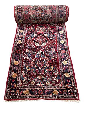 23ft Antique SAROUK Carpet Runner. Measuring approx 23ft long x 33" w. All rugs from a very 