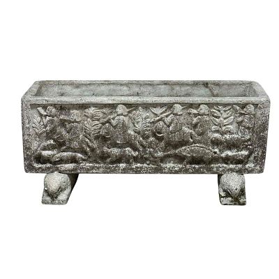 Neoclassical English Stone Garden Planter / Trough. Rectangular stone Garden planter with high 
