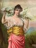 Victorian "Esther at the Wall" Framed Print. Victorian era framed print titled "Esther at the Image - 1