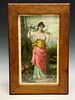 Victorian "Esther at the Wall" Framed Print. Victorian era framed print titled "Esther at the Image - 14