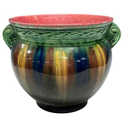 Majolica Art Pottery Blended Glazed Jardiniere. Art Nouveau style likely Weller but no mark 