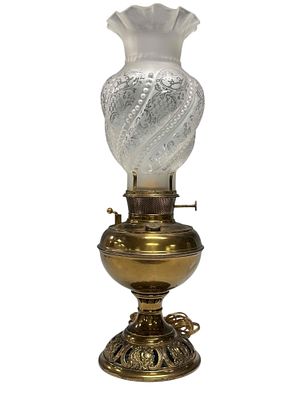 Bradley Hubbard Oil Lamp with Frosted Glass Shade. Bradley and Hubbard late 19th early 20th 