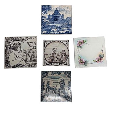 Collection of 5 Art Ceramic Tiles. Collection of various art titles from Brown- Westhead Moore 