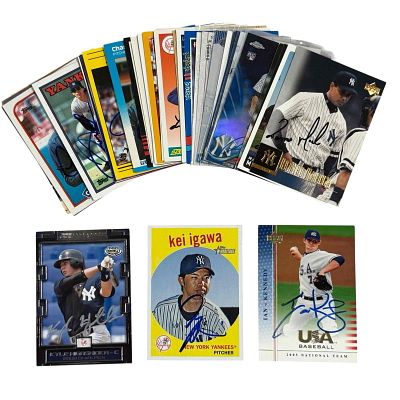 New York Yankees Autographed Cards w/ Trucks, Wickman, Kittle, Igawa, Kennedy. Over three dozen 