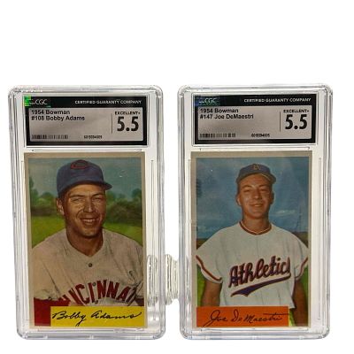 1954 Topps Bobby Adams and Joe DeMaestri CGC 5.5. Two great cards that have been grade EX+ by 