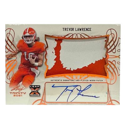 2021 Leaf Trinity XRC RC Auto/Patch Trevor Lawrence Rookie Card WOW. Stunning card that features 