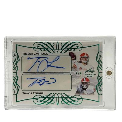 2021 Leaf Trinity Green Spectrum Dual Auto Trevor Lawrence and Travis Etienne #4/4. Amazing 