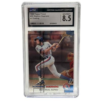 1999 Topps Finest #55 Vlad Guerrero w/ Coating CGC 8.5. NRMT/MINT+ grade on the Montreal Expos 