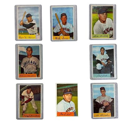 1954 Bowman Baseball Cards (8) High Grade. Eight cards that are basically EXMT-NRMT. #20 