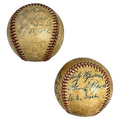 1949 Cleveland Indians Autographed Baseball and One Other. Two autographed baseballs that have 
