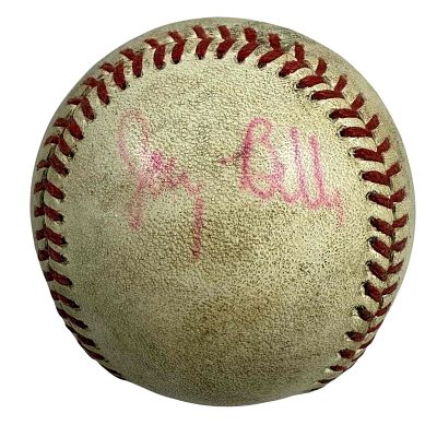 Joey Belle Autographed Game Used Foul Ball. Official Bobby Brown baseball with even signs of use 