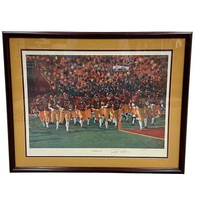 John Robinson Signed USC 1993 Lithograph #69/1000. Framed and matted lithograph signed by the 