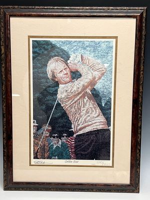 Rick Rush Signed LE Lithograph Golden Bear #1043/2000. Framed and matted lithograph of the icon 