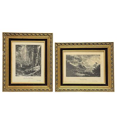 Albert Bierstadt (American, 1830-1902) Framed Prints (2). Pair of Albert Bierstadt American west 