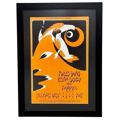 Miles Davis Elvin Bishop Group and Mandrill at Fillmore West Concert Poster. Bill Graham 