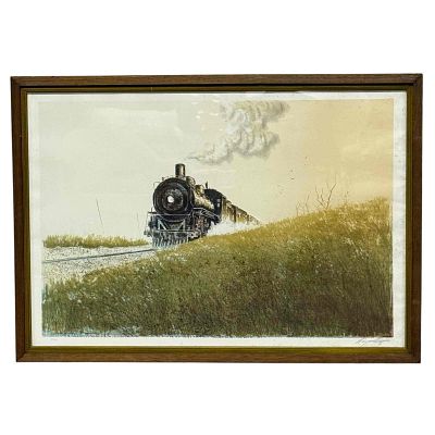 Wayne Cooper (1942-) "On Time" Train Signed Numbered Lithograph. Wayne Cooper American (1942-) 