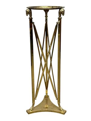 Hollywood Regency Maison Jensen Brass Tall Plant Stand/Pedestal Tray Table. Designed in the 