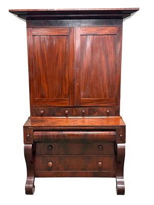 19th C. American Empire Mahogany Secretary Desk. Circa 1835-1845,&Ecirc;American Empire mahogany 