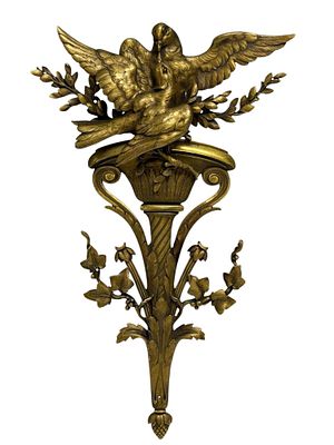 Francois Linke French Neoclassic Gilt Bronze Nesting Doves Applique Mount. A exceptional and 