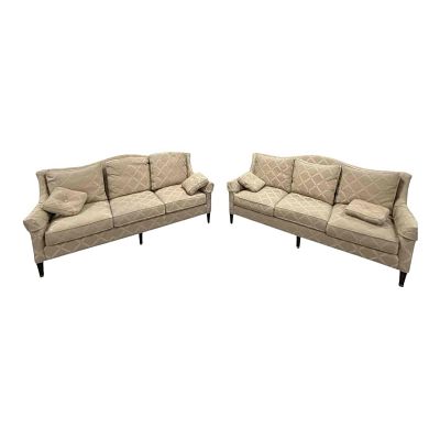 Pair of Wesley Hall Custom Transitional Upholstered Sofas (2). Matching pair of quality, custom 
