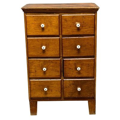 Early American Apothecary / Spice Cabinet. Early 19th century American farmhouse pine 8 drawer 