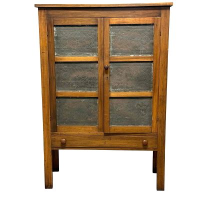 Early American 6 Tin Panel Pie Safe. 19th century American country primitive farmhouse pie safe 