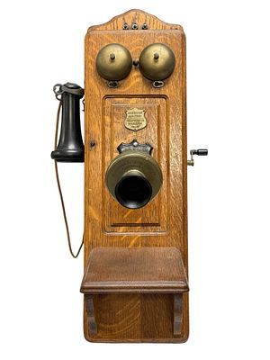 American Electric Magneto "Fiddleback" Wall Telephone. Turn of the century American Electric 