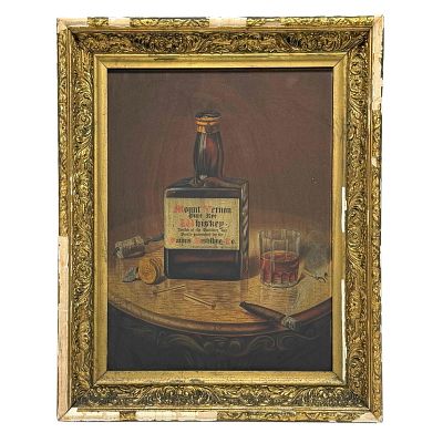 Pre-Prohibition Mount Vernon Pure Rye Whiskey Tin Lithograph Sign. Rare original circa 1890-1910 