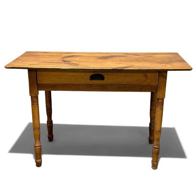 Circa 1860-1880 American Country Primitive Pine One Drawer Table. An American country primitive 