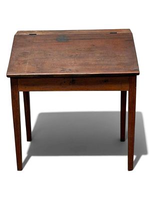 19th Century Slant Front School Master Desk. American country farmhouse slant front lift top 