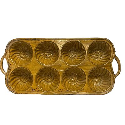 Early Primitive Stoneware Fluted Mini Bundt Cake Pan 24". Early primitive glazed stoneware or 