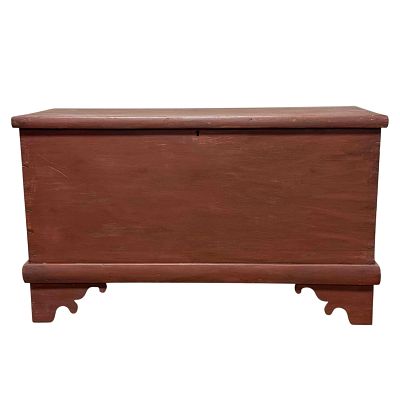 19th Century American Primitive Painted Empire Blanket Chest. Early American country blanket 