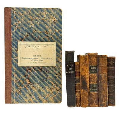 18/19th Century Leather Bound Books and Ledger (7). Grouping of leather bound books including; 