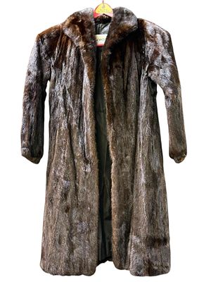 Full Length Dark Brown Mink Coat by Hopper Furs of Saint Louis. Vintage full length dark brown 
