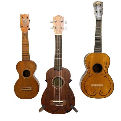 Trio of Vintage and Signed Hawaiian Ukuleles (3). Collection of three early 20th century to 21st 