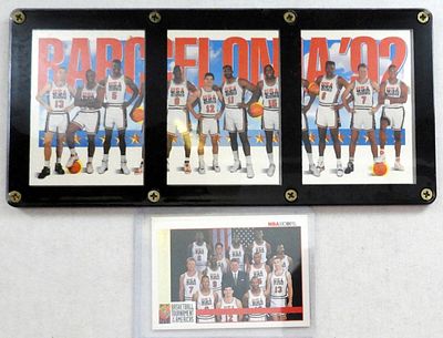 1992 Skybox 3-card Set DREAM TEAM. BARCELONA USA BASKETBALL JORDAN BIRD BARKLEY plus USA HOOPS 