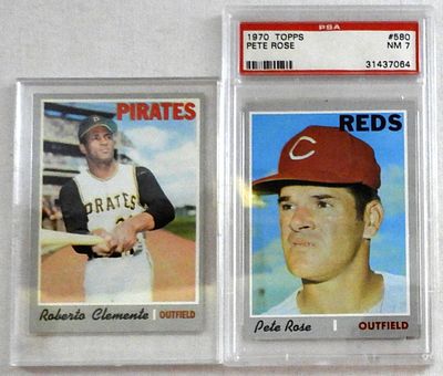 1970 TOPPS PETE ROSE #580 PSA 7 plus. 1970 TOPPS #350 CLEMENTE EX