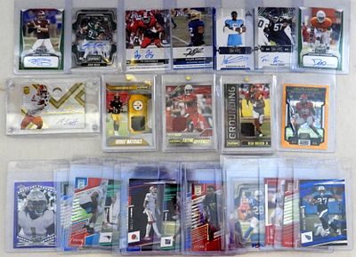 2022/23 PREMIUM FOOTBALL CARD LOT. 22-PREMIUM FOOTBALL CARDS, 3-MATERIAL INSERT CARDS 