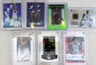 MICHAEL JORDAN GOODWIN CHAMPION CD,. (3) AUTOGRAPHED BASKETBALL CARDS, CHRIS BOSH DEBUT THREADS 