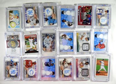 (18) PREMIUM BASEBALL CARDS. 70th ANNIVERSARY LOGO PATCH CARDS, FATHER'S DAY CARDS & HOLIDAY 