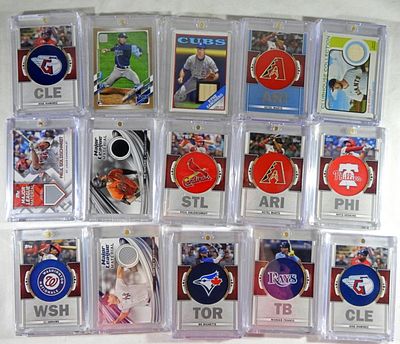 (15) PREMIUM BASEBALL CARDS. MOSTLY TOPPS TEAM LOGO PATCH RELIC CARDS 2023 & OTHER PREMIUM CARDS