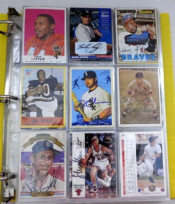 CRAZY MIX CARD ALBUM - VINTAGE CARDS,. AUTOGRAPHS, ROOKIES & MORE, ALL DIFFERENT SPORTS INCLUDED 