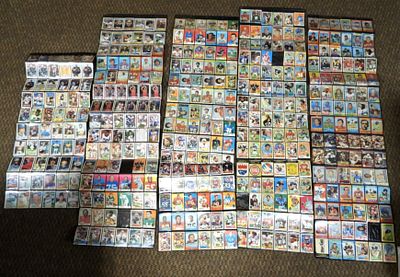 over 300 SPORTS CARDS in WALL DISPLAY's. UNSEARCHED LOT of FOOTBALL & BASEBALL - 60s, 70s & 80s 