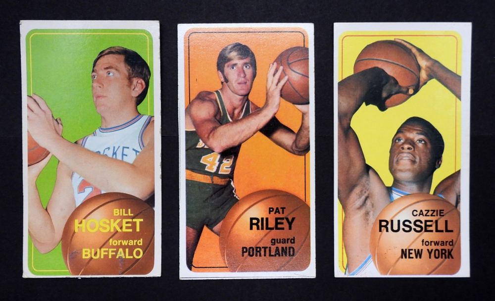 (3) TOPPS 70-71 BASKETBALL STAR CARDS. ALL VG CONDITION, BILL HOSKET, PAT RILEY, CAZZIE RUSSELL
