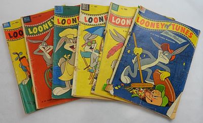 (6) GOLDEN AGE DELL LOONEY TUNES COMICS. LESSER CONDITION 10c VINTAGE COMIC LOT