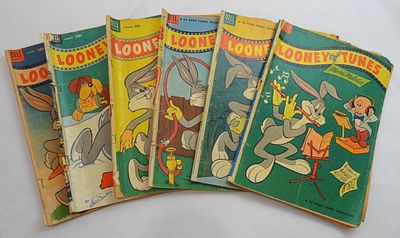 (6) GOLDEN AGE DELL LOONEY TUNES COMICS. LESSER CONDITION 10c VINTAGE COMIC LOT