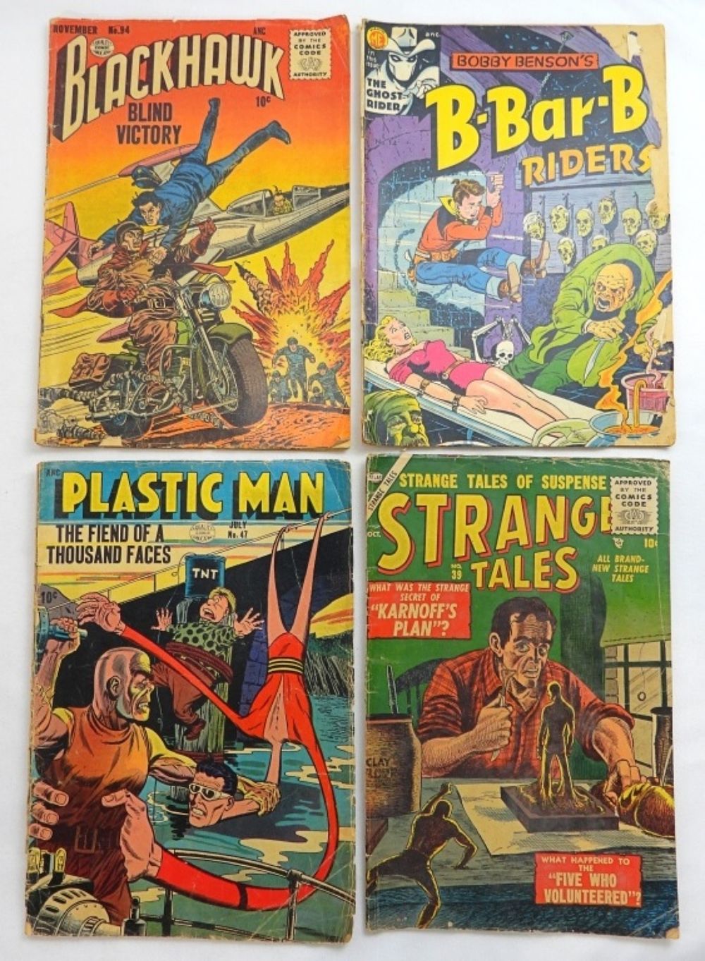PLASTIC MAN, STRANGE TALES, BLACKHAWK. B-BAR-B RIDERS - MIXED GOLDEN AGE LOT - LESSER CONDITION