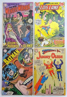 (4) VINTAGE DC COMICS - WONDER WOMAN,. LOIS LANE, BATMAN, JIMMY OLSEN